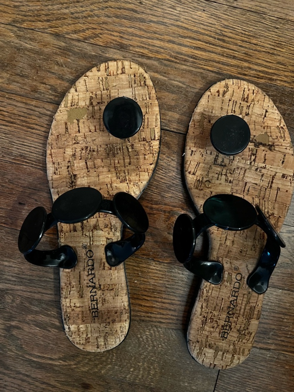 Bernardo Black “Button” Slide Sandals